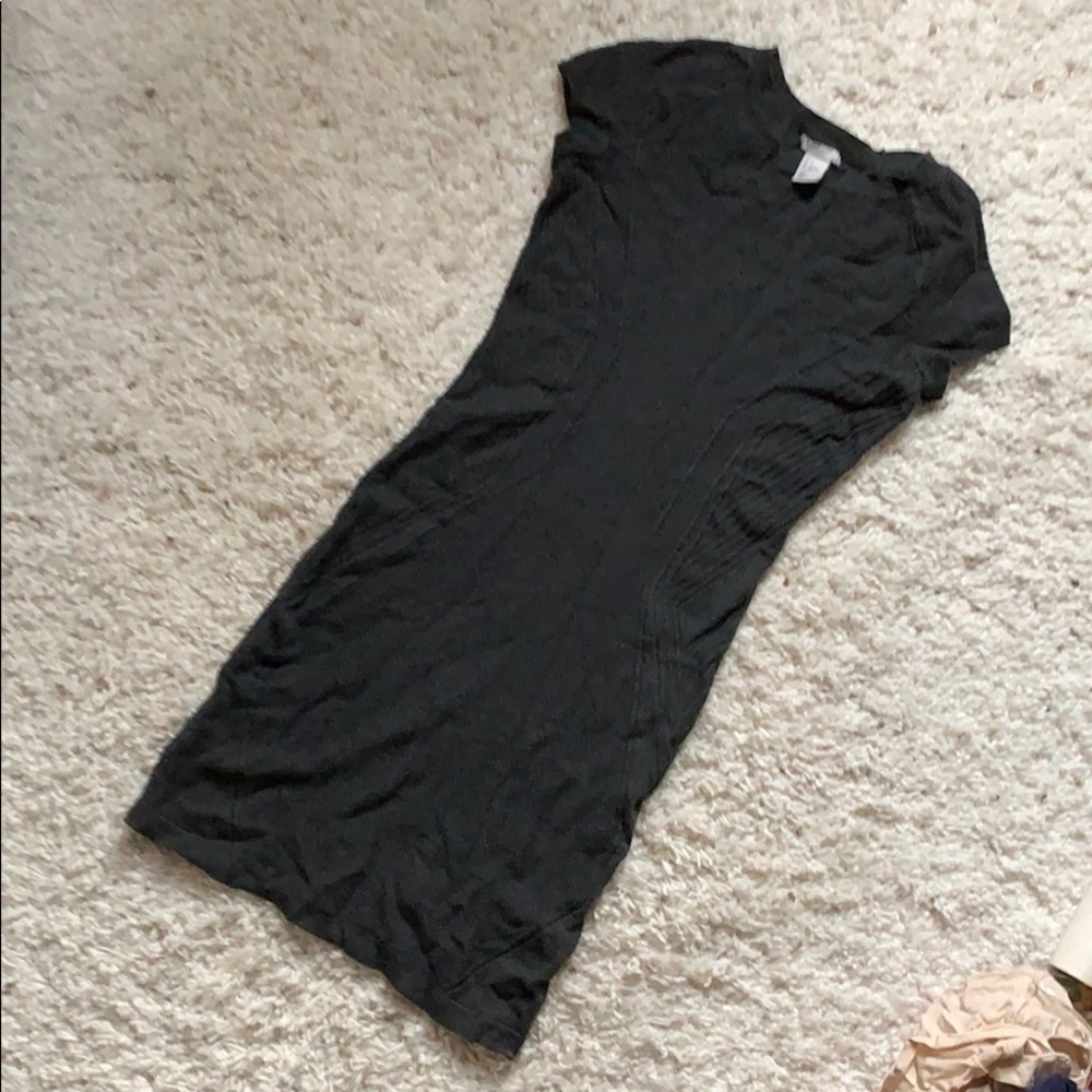 NWOT H&M charcoal knit patterned bodycon dress S